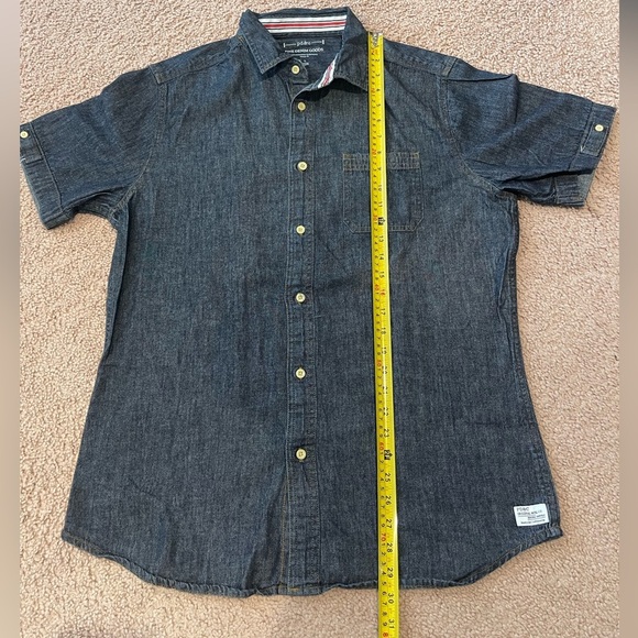 PD & C Blue Denim Men's Polo Button down Shirt - Picture 7 of 10